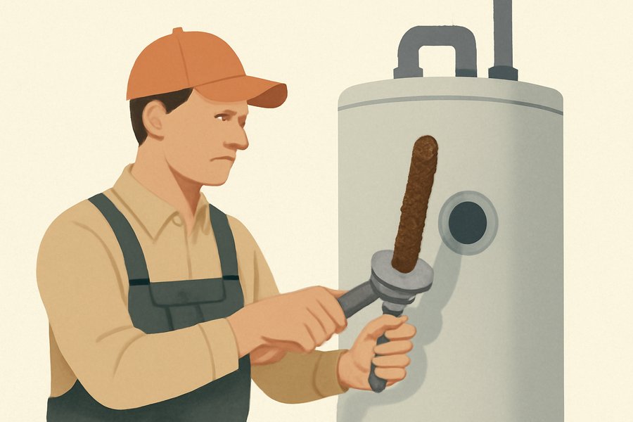 Illustration: testing water quality from a mountain well
